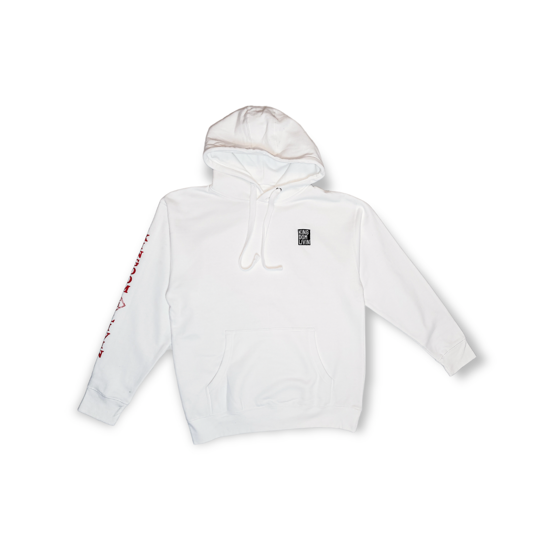 KDL Premium Pullover Hoodie ( White/ Black-Red) – Kingdom Livin