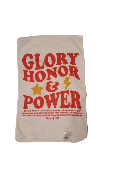 Glory Show Towel. White/Red