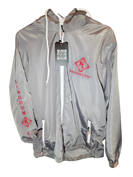 KDL Windbreaker Grey/Red Zip Up