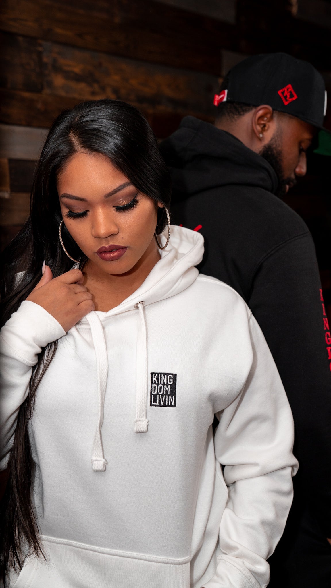 KDL Premium Pullover Hoodie ( White/ Black-Red)