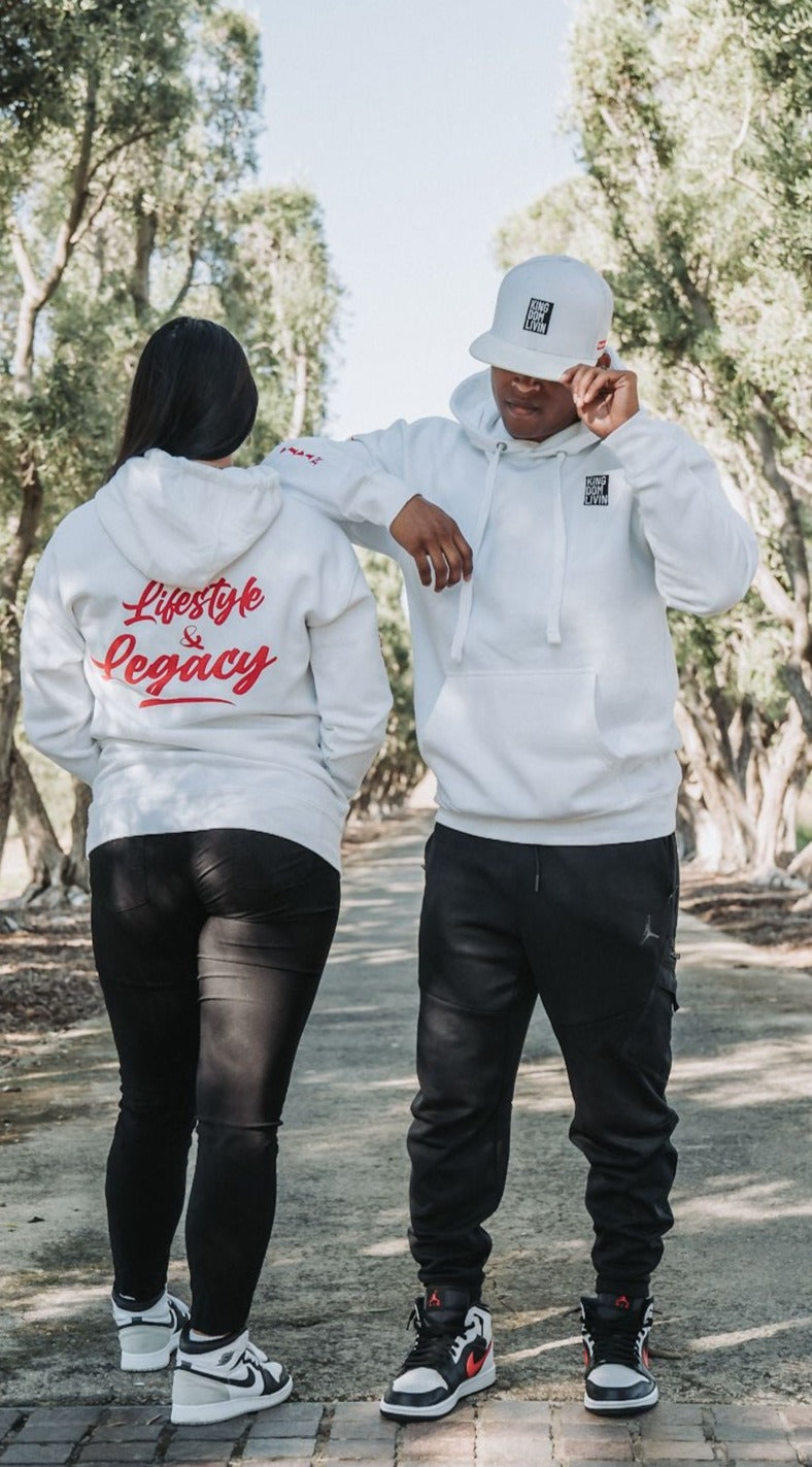 KDL Premium Pullover Hoodie ( White/ Black-Red)